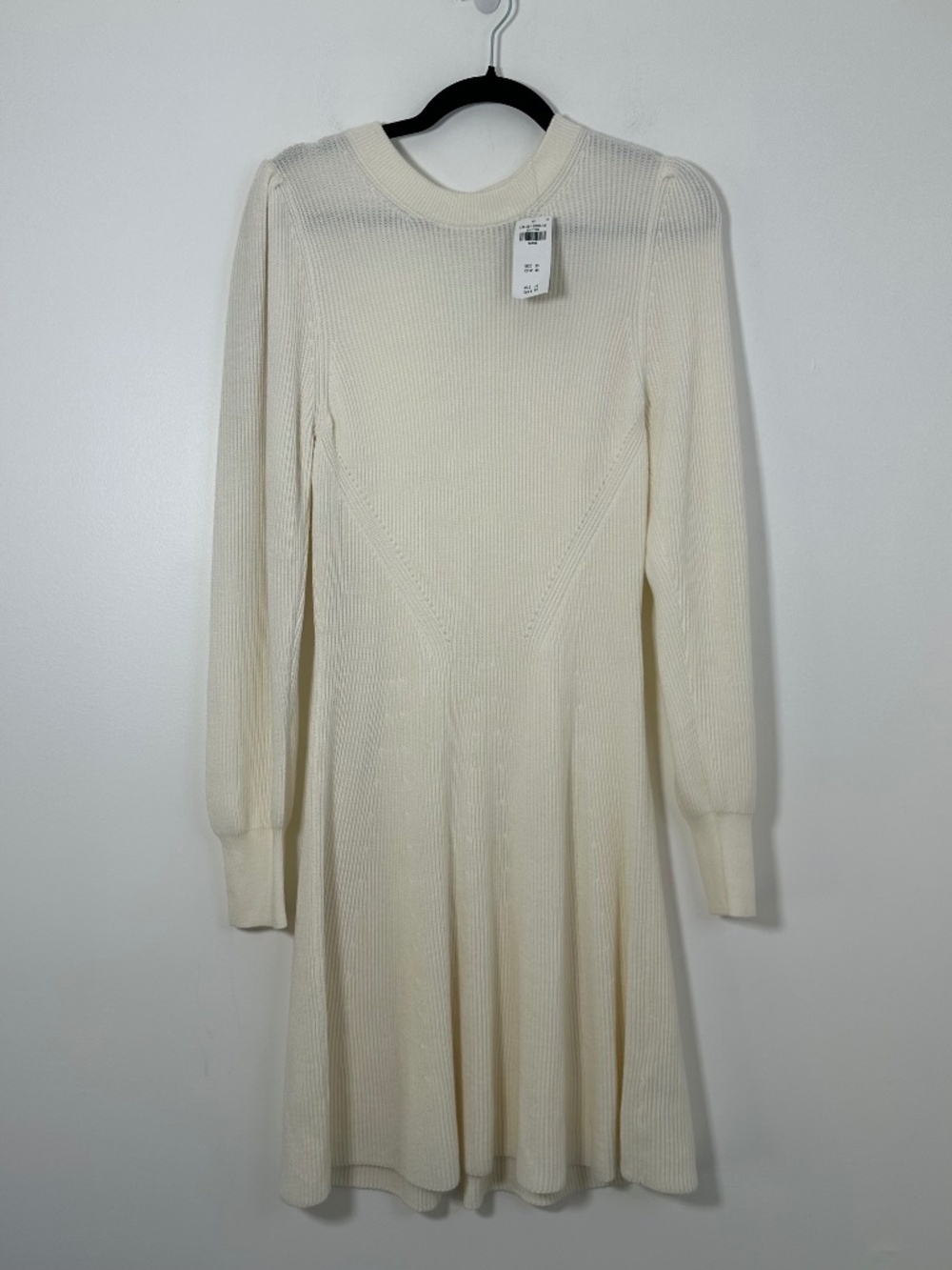 NEW Abercrombie & Fitch Size Large Cream Ribbed Knit Long-Sleeve Dress Boho NWT